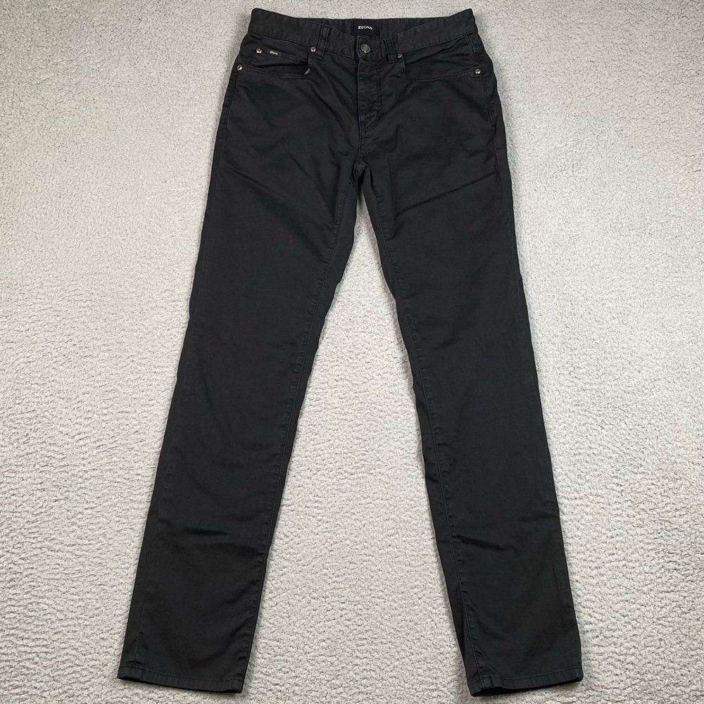 Ermenegildo Zegna Chino Pants Men's Size 30 Slim Fit Black 5 Pocket Cotton